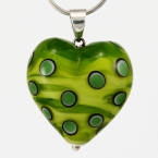 Swirly Green Dots on Amber Glass Heart